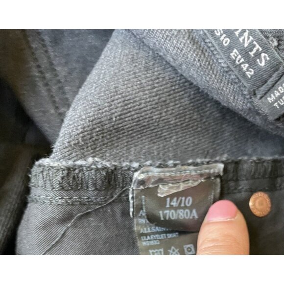 ALLSAINTS LILA EYELET BLACK WASHED DENIIM SKIRT M 10 - Picture 4 of 8